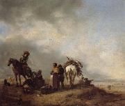 Philips Wouwerman A View on a Seashore with Fishwives Offering Fish to a Horseman oil painting picture wholesale